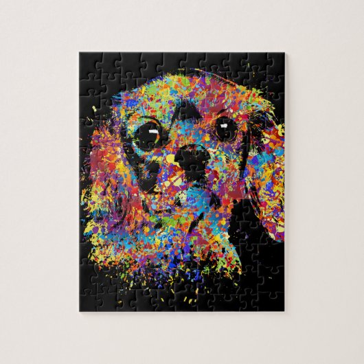 Bunter unbekümmerter Königcharles Spaniel Puzzle (Vertikal)