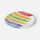 Bunter und heller Regenbogen zeichnet Geburtstag Pappteller (Schrägansicht)
