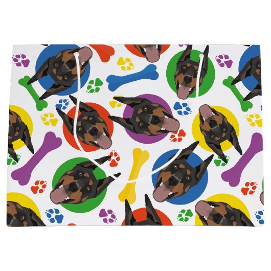 Bunter und spielerischer Dobermann Große Geschenktüte (Vorderseite)