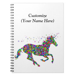 Bunter Unicorn mit Name-Notizbuch Notizblock