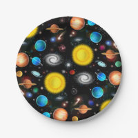 Bunter Universum-Astronomie-Raum-Papier-Teller