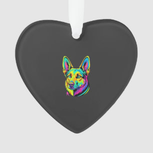 Bunter Vektorporträt eines Neon-Hundes Ornament
