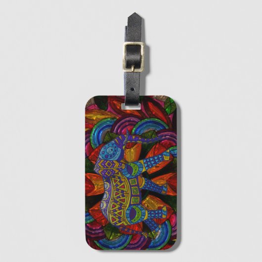 Bunter verzierter Elefant und Mandala Gepäckanhänger (Vorderseite Vertikal)