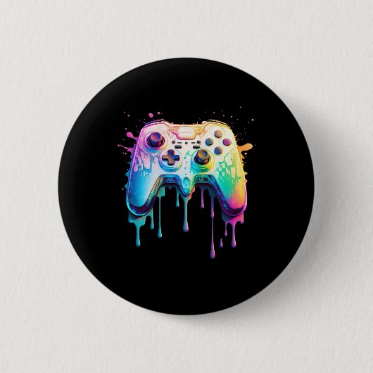 Bunter Videospiel-Liebhaber Grafik Videospiel - Fa Button (Vorderseite)