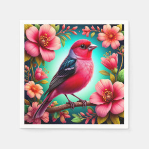Bunter Vogel auf einem Ast Serviette