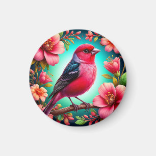 Bunter Vogel auf einem Ast sitzend Magnet