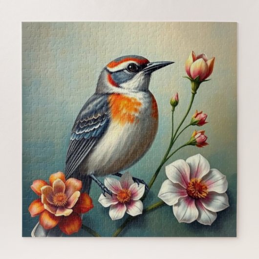Bunter Vogel Blumen Puzzle (Vertikal)