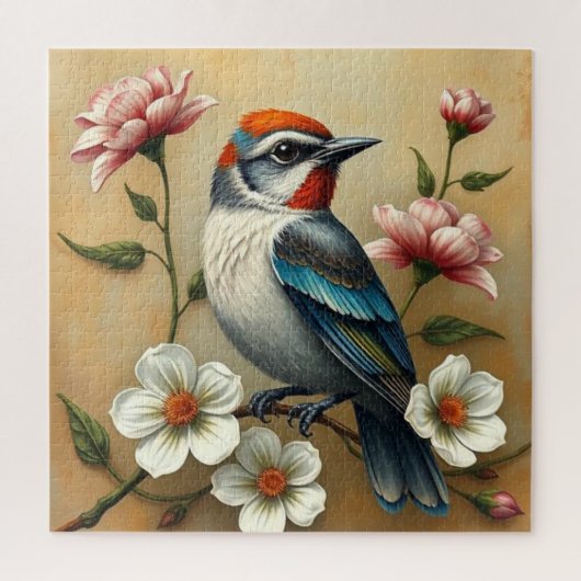 Bunter Vogel Blumen Puzzle (Vertikal)