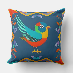 Bunter Vogel im abstrakten geometrischen Kunstdesi Kissen