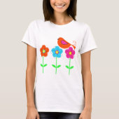 bunter Vogel mit bunten Blumen T-Shirt (Vorderseite)