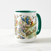 Bunter Vogelgarten Florale Kunst Combo Kaffeetasse (VorderseiteRechts)
