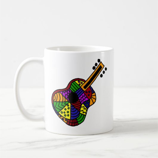 Bunter Volkskunst-Gitarren-UVentwurf Kaffeetasse (Links)