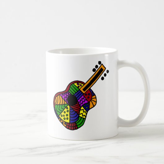 Bunter Volkskunst-Gitarren-UVentwurf Kaffeetasse (Rechts)