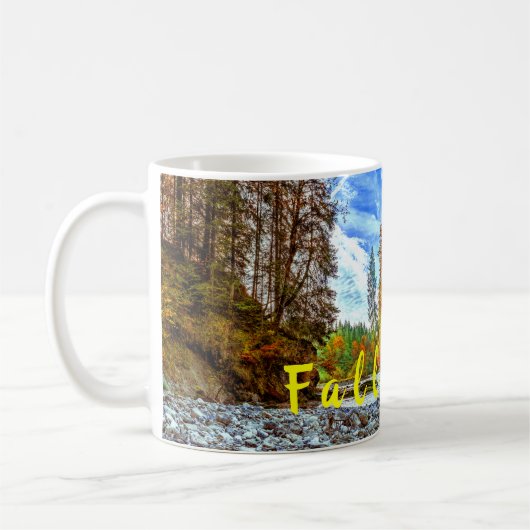 Bunter Waldherbst-Fall-Baum-Fluss Kaffeetasse (Links)