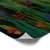 Bunter Waschbär in Wildblumengarten-Kunst-Tier  Poster (Ecke)