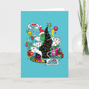 Bunter Weihnachts-Grafik von Grinch Karte