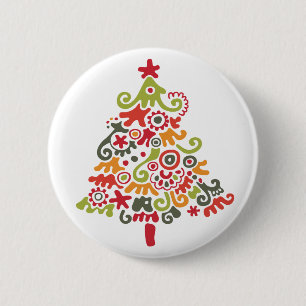 Bunter Weihnachtsbaum Button