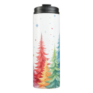 Bunter Weihnachtsbaum-Thermalbecher Thermosbecher