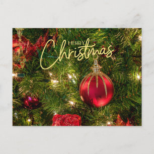 Bunter Weihnachtsbaum und Weihnachtsbaumschmuck   Feiertagspostkarte