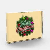Bunter Weihnachtskranz mit fröhlichem Gruß Fotoblock (Links)