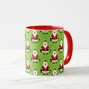 Bunter Weihnachtsmann, roter Besatz, Tasse