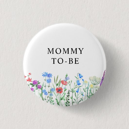 Bunter Wildblumen-Baby-Shower-Feier Button (Vorderseite)