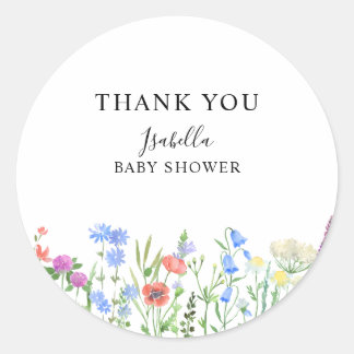 Bunter Wildblumen-Baby-Shower-Feier Runder Aufkleber