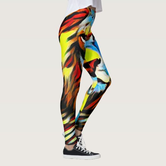 Bunter wilder Löwe der Judah Ölfarbe Leggings (Rechts)