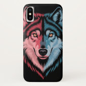 bunter Wolf auf schwarzem Hintergrund Case-Mate iPhone Hülle (Rückseite)