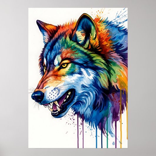Bunter Wolf Poster (Vorne)