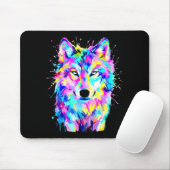 Bunter Wolf-Splash-Art-Wildtier- Mousepad (Mit Mouse)