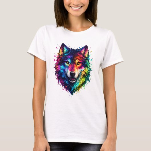 Bunter Wolf T-Shirt (Vorderseite)