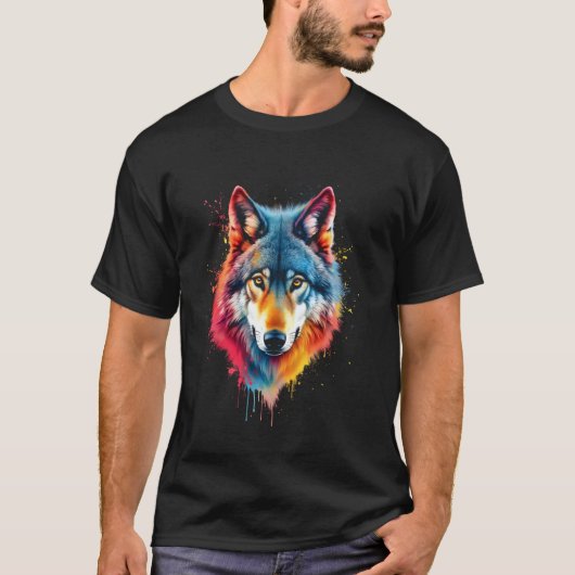 Bunter Wolf T-Shirt (Vorderseite)