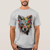 Bunter Wolfskopf Graffiti-Kunst T-Shirt (Vorderseite)
