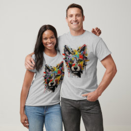 Bunter Wolfskopf Graffiti-Kunst T-Shirt