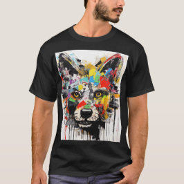 Bunter Wolfskopf Pop Art Wolfporträt T-Shirt