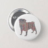 Bunter Wortknopf der Mops-Silhouette Button (Vorne & Hinten)