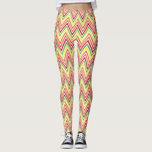 Bunter Zickzack-Zickzack Muster Leggings (Vorderseite)