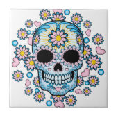 Bunter Zuckerschädel Fliese (Vorderseite)