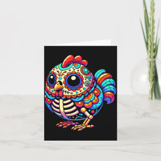 Bunter Zuckerschädel-Hahn Día De Los Muertos Karte