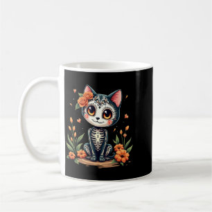 Bunter Zuckerschädel-Kate Mexikanisches Halloween Kaffeetasse