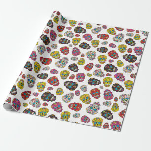 Bunter Zuckerschädel-Tag des toten Druckes Geschenkpapier