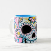 Bunter Zuckerschädel Zweifarbige Tasse (Vorderseite Links)