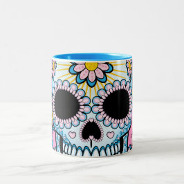 Bunter Zuckerschädel Zweifarbige Tasse