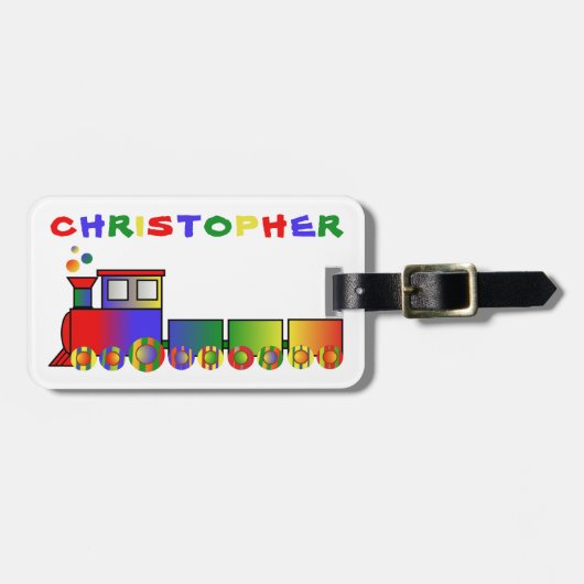 Bunter Zug personalisiert Gepäckanhänger (Vorderseite horizontal)