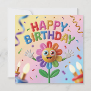 Buntes 3D Alles Gute zum Geburtstag Gruß mit Blume Feiertagskarte