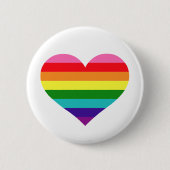 Buntes 8-Streifen-Regenbogen-Herz Pride Button (Vorderseite)