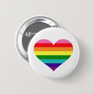 Buntes 8-Streifen-Regenbogen-Herz Pride Button