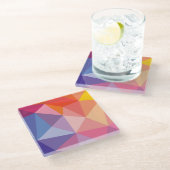 Buntes abstraktes Dreieck-Muster Glasuntersetzer (Schrägansicht)