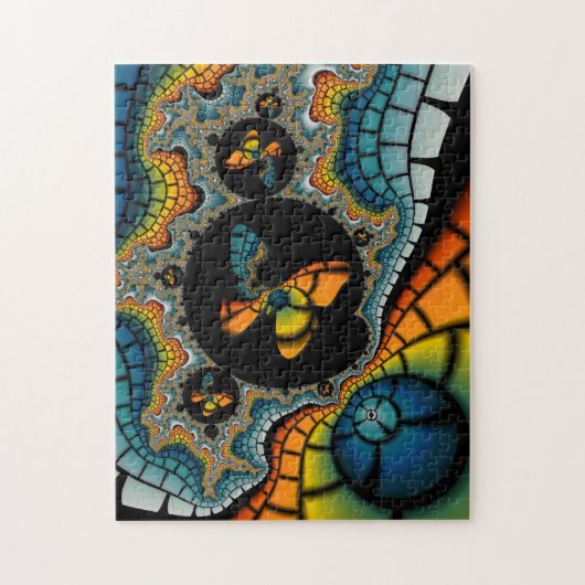 buntes abstraktes Fraktal Butterfly Cacoon Puzzle (Vertikal)